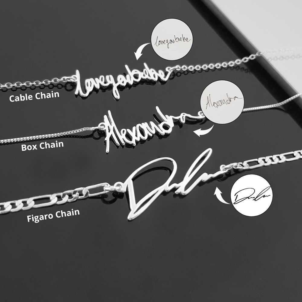Custom Handwritten Pattern Necklace, Personalized Signature Pendant
